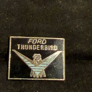 Vintage Ford Thunderbird Enamel Automotive Car Hat Lapel Tie Pin Silver Black